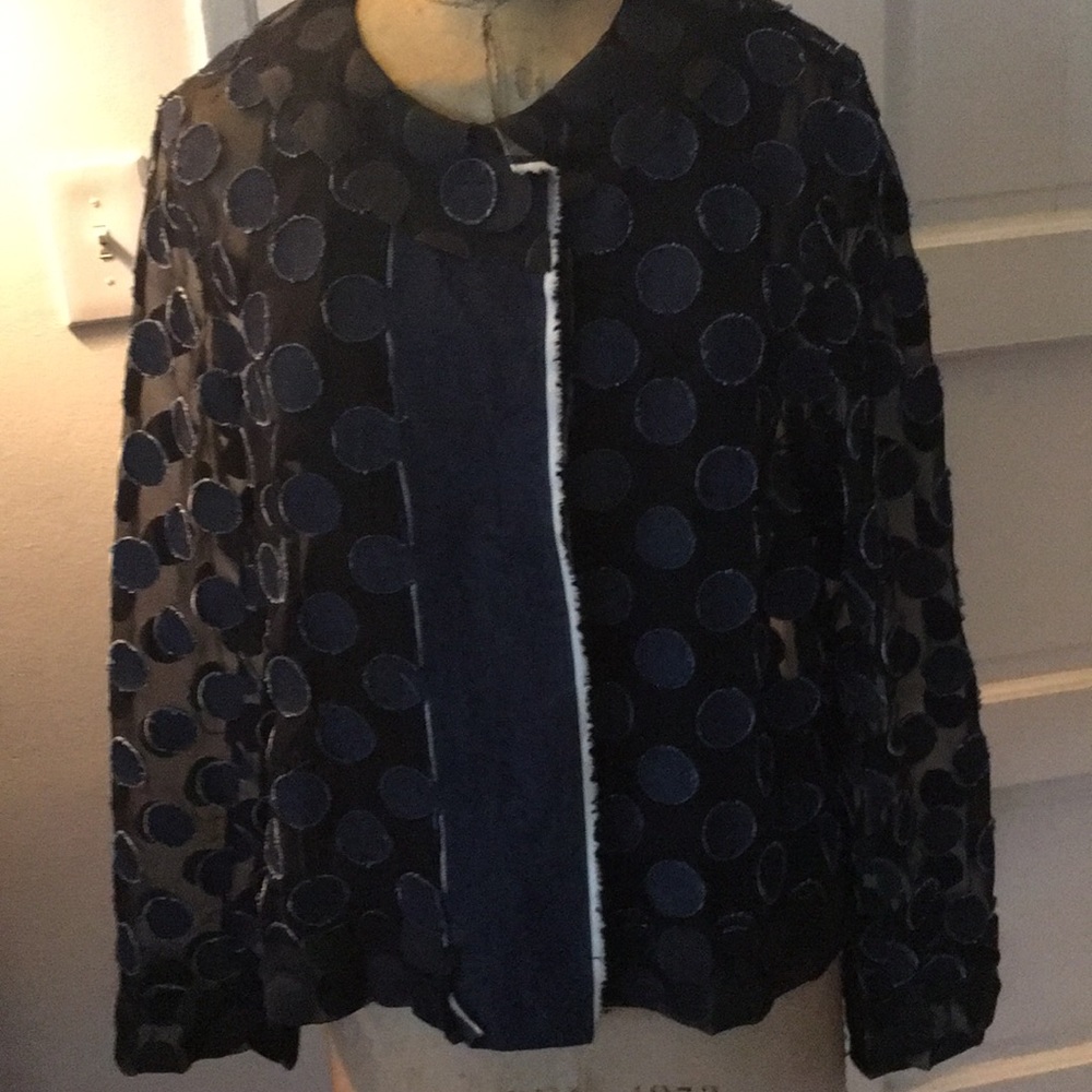 Jacket sheer black with poka dots